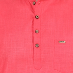 Mens Cherry Pink Solid Straight Kurta